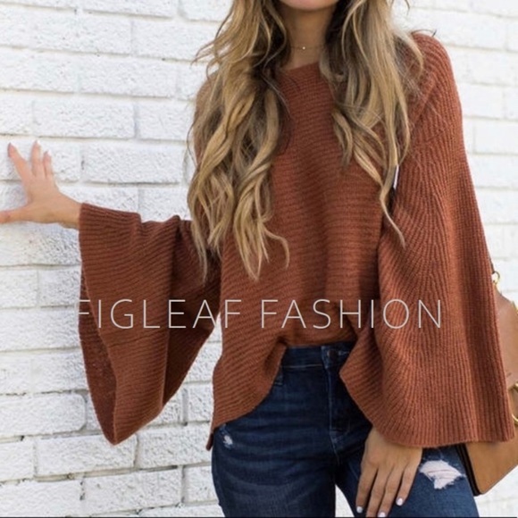 Sweaters - Winter Clearance! Rust Bell Sleeve Knit Sweater